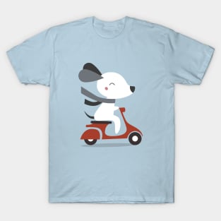 Kawaii Cute Dog Riding A Scooter T-Shirt